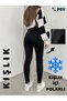 Women's Black Winter Interlock Knitted Tights with Fleece Inside, High Waist Shaping Corset, and Interlock Steel Knitted Leggings - 7