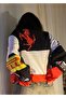 Red Unisex Parachute Fabric Oversize Digital Printed Black Windbreaker Raincoat Thin Jacket - 2