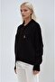 Black Teddy Bear Embroidered Polo Neck Knitted Sweater 1388 - 2