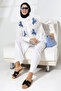 100% Cotton Linen Casual and Comfortable Floral Pattern Embroidered Sequin Shirt Pants Summer Bottom Top Suit - 6