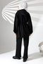Women's Seasonal Combed Cotton Bottom Top Sports and Comfortable Black Hijab Set - 7