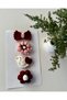 Newborn Baby Hair Clip Handmade Mixed Set of 4 Hairless Red Baby Hair Clip Set - 2