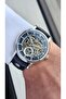 Rym-4853 Automatic Men's Skeleton Model Wristwatch - Steel Case - Leather Strap - 2 Years Warranty Ss-Bl - 3