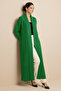 Zigzag Patterned Long Knitwear Cardigan R4470 Green