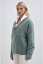 Çağla Yeşili V-Neck Comfortable Cut Knitwear Sweater 1383 - 2