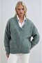 Çağla Yeşili V-Neck Comfortable Cut Knitwear Sweater 1383 - 4