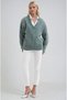 Çağla Yeşili V-Neck Comfortable Cut Knitwear Sweater 1383 - 5