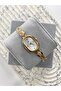 Vintage Oval Gold Inside White Women Wrist Watch - 3