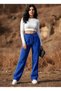 Women's Side Striped Pocketed Elastic Waist Black Unisex Baggy Wide Leg Sweatpants Trousers - 6