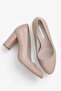 Genuine Leather Nude Pink Comfortable Premium Soft Leather 7.5 cm Classic Thick Heeled Shoes - 4