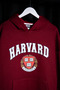 Harvard Printed Oversized Unisex Burgundy Hoodie - 3