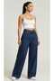 Dark Blue S.o.l.m.a.z Straight Loose Jeans Palazzo Trousers (High Waist) - 3