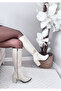 Women's Mikeno Buckle Side Zipper Below-Knee Boots Cream