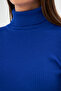 Women's Cobalt Blue Long Sleeve Turtleneck Knitwear Sweater - 8