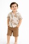 Style Shirt Leaf Pattern Adjustable Waist with Short Sleeve Shorts 2-Piece Set Children's and Baby's Clothing Self - 2