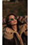 Rectangular Cream Pierced Unisex Sunglasses Yw8032L-A - 4