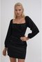 Square Neck Stylish Dress with Gathered and Tied Detail 2924 R3-B-K2 - 5