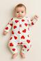 Baby Rompers Set of 2-(2Pcs Rompers) Ecru Cherry and Red Heart Printed Rompers Set 100% Cotton 1-3-6 Months - 3