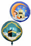 2-Piece Ramadan Foil Balloon Set 45cm Two Edens Children and Kaaba Crescent Mosque Welcome Eid Themed Religious Ornament