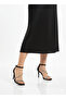 Women's Black Stone Detailed Ankle Strap Thin Heeled Evening Dress Shoes - 6