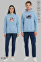 Dear Couple Combination Stitch and Angel Printed Hoodie Hooded Fleece-Lined Oversized Sweatshirt 2-Piece Set