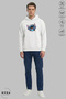 Dear Couple Combination Stitch and Angel Printed Hoodie Hooded Fleece-Lined Oversized Sweatshirt 2-Piece Set - 4