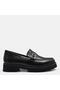 LARGE SIZE WOMEN LOAFER SHOES GENUINE LEATHER BLACK LEATHER - 3