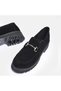 LARGE SIZE WOMEN'S LOAFER SHOES GENUINE LEATHER BLACK SUEDE - 7