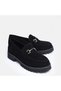 LARGE SIZE WOMEN'S LOAFER SHOES GENUINE LEATHER BLACK SUEDE - 2