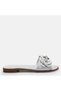 Large Size Women's Genuine Leather Slippers with Rose Detail 41-42-43-44 White - 5