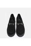 LARGE SIZE WOMEN'S LOAFER SHOES GENUINE LEATHER BLACK SUEDE - 5