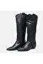 LARGE NUMBER WOMEN'S BOOTS-BOOTS 41-42-43-44-BLACK SKIN - 5