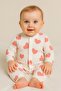 Baby Romper Set 3-Piece Set Bee Strawberry Apple Report Printed Ribbed Snap Romper 100% Cotton 1-3-6 Months - 3