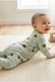 Ribbed Cotton, White Teddy Bear Patterned Baby Romper – 9 Months - 4