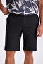 Black Comfort Fit Linen Textured Relaxed Cut Cotton Shorts - 3