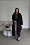 Black Special Textured Belted Oversized (Bol) Lined Premium Long Wool Coat