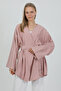 Natural Viscose Fabric Women's Kimono with Pockets and Belt 1168 – Collarless, Lightweight, Flowy, Summer Model - 7