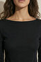 Beja Women's Soft Touch Bell (Spanish) Sleeve Boat Neck Blouse & Top - Black - 3