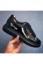 BLACK GENUINE LEATHER Patent Leather UNISEX SNEAKER SHOES - 4