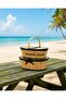 Kamptek Bamboo Design Picnic Basket Set Wicker Model Black with Inner Cover 2 Pcs