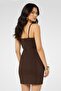 Women Metallic Print Mini Dress, Bronze - 2