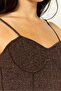 Women Metallic Print Mini Dress, Bronze - 3
