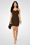 Women Metallic Print Mini Dress, Bronze