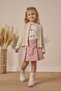 Bow Detail Cardigan Shorts Skirt 3-Piece Holiday Outfit for Girls Bottom-Top Set