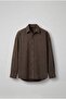 Men's Oversize Striped Long Sleeve Shirt Brown