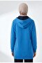 Women'S, Blue, Hooded Sweatshirt, Zippered, Kangaroo Pocket, 3 Thread Oversize Long Hoodie - Hijab Cap _2301 - 8