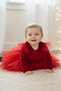 Girl's Pearly Red Long Sleeve Velvet Tulle Tutu Birthday Party April 23 Dress - 8