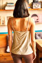 Women's Beige Strap Adjustable Lace Draped Knitted Athlete Blouse BLZ-19001732 - 3