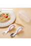 Orange-White Figured Premium Children's Bpa-Free Silicone Handle Stainless Steel Tip Fork-Spoon/Storage Box - 8