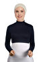 Long Sleeve Turtleneck High Neck Lycra Combed Cotton Women's Half Body - Navy Blue - 2